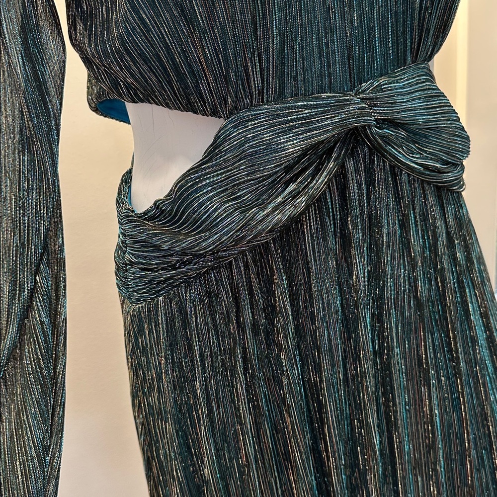 LATRICE long sleeve maxi dress, blue Rhapsody metallic knit crinkle NWT size10 - Picture 8 of 9